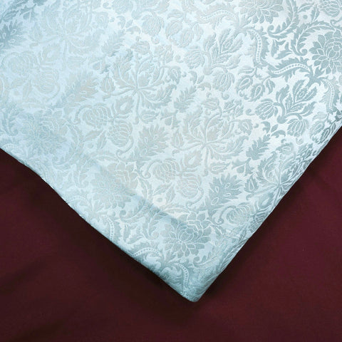 Silver Brocade with Floral Work