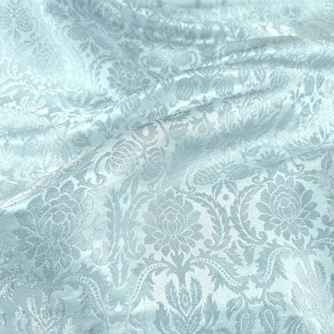 Silver Brocade with Floral Work