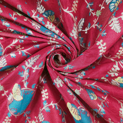 Festive Wear Red & Blue Floral Brocade on Banarasi Jacquard Fabric