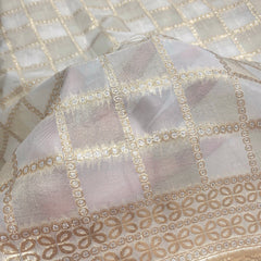 Dyeable Brocade with Golden Checkered Pattern and border work