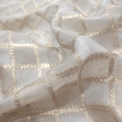 Dyeable Brocade with Golden Checkered Pattern and border work