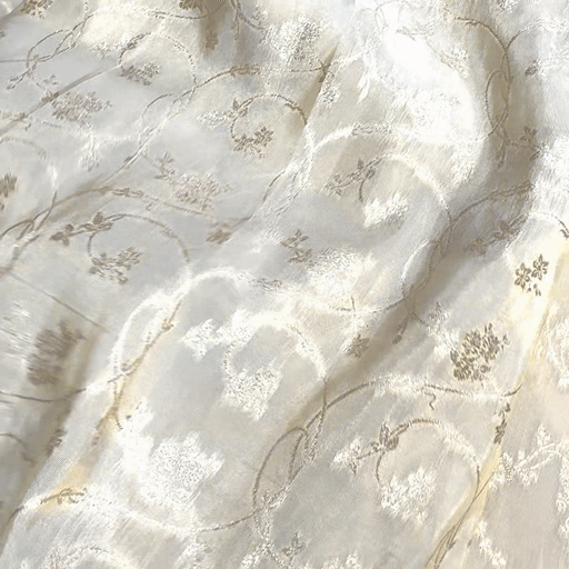 Dyeable Banaras Brocade Fabric with All Over Floral Jaal Pattern and Border