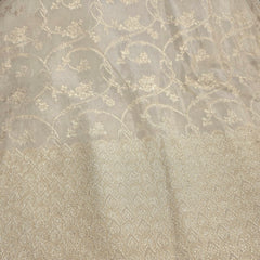 Dyeable Banaras Brocade Fabric with All Over Floral Jaal Pattern and Border