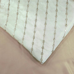 Gold Embroidered Shimmer Tissue Dyeable Fabric with Sequin Striped Pattern
