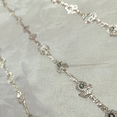 Gold Embroidered Shimmer Tissue Dyeable Fabric with Sequin Striped Pattern