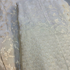 Dyeable Banaras Brocade Fabric with All Over Floral Jaal Pattern and Border