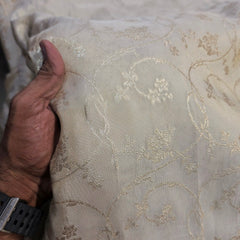 Dyeable Banaras Brocade Fabric with All Over Floral Jaal Pattern and Border
