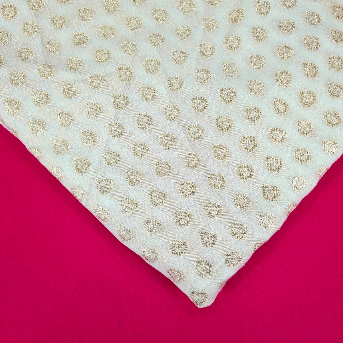 Dyeable Brocade Fabric with Gold Floral Butta Motif