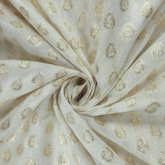 Dyeable Brocade Fabric with Gold Floral Butta Motif