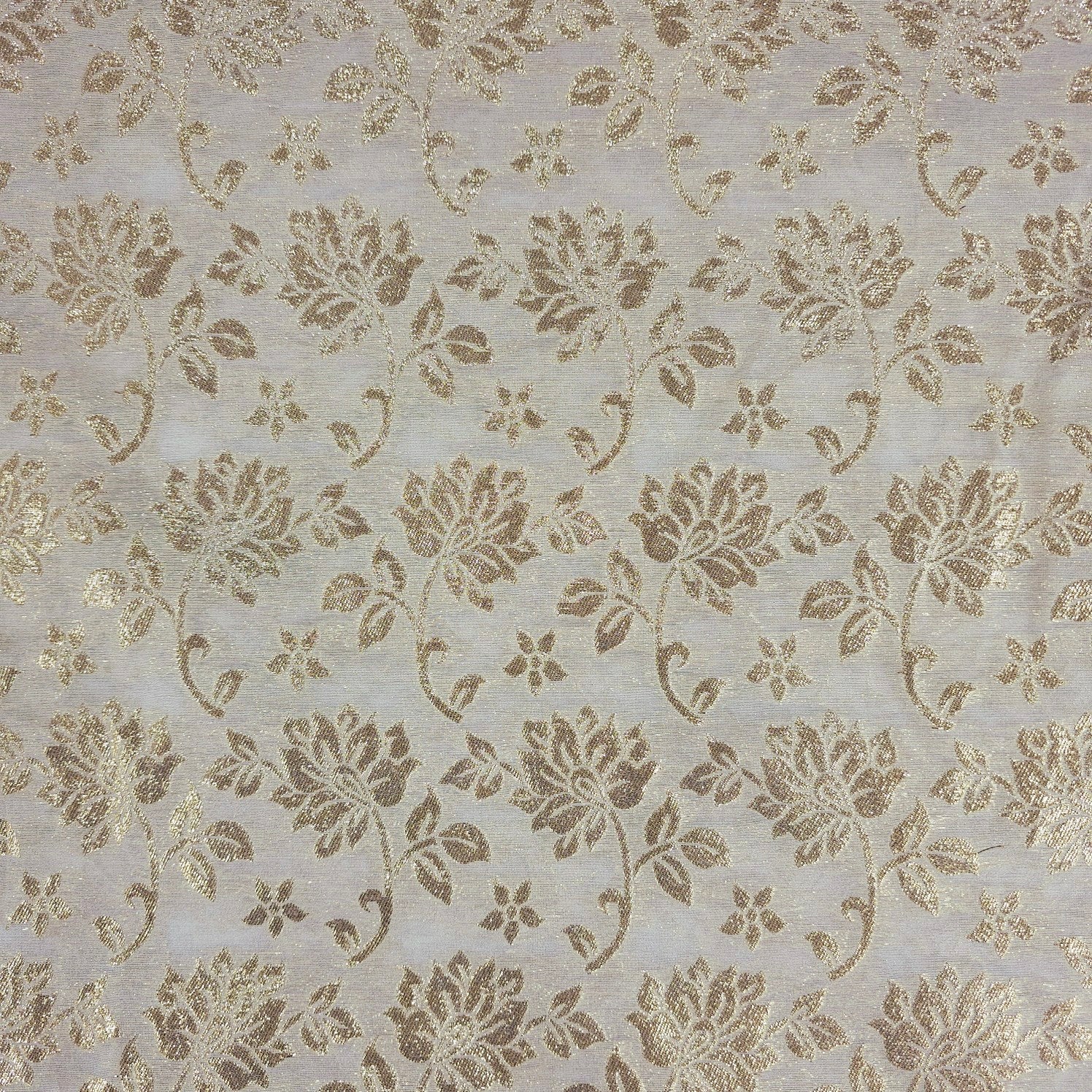 Dyeable Banaras Brocade Fabric with Gold Floral Motif