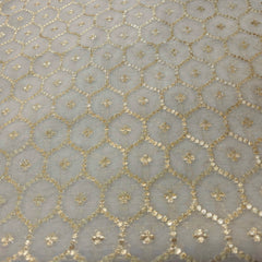 Sovanna Chanderi Dyeable Brocade with all-over Hexagon Jaal