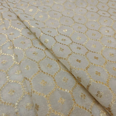 Sovanna Chanderi Dyeable Brocade with all-over Hexagon Jaal