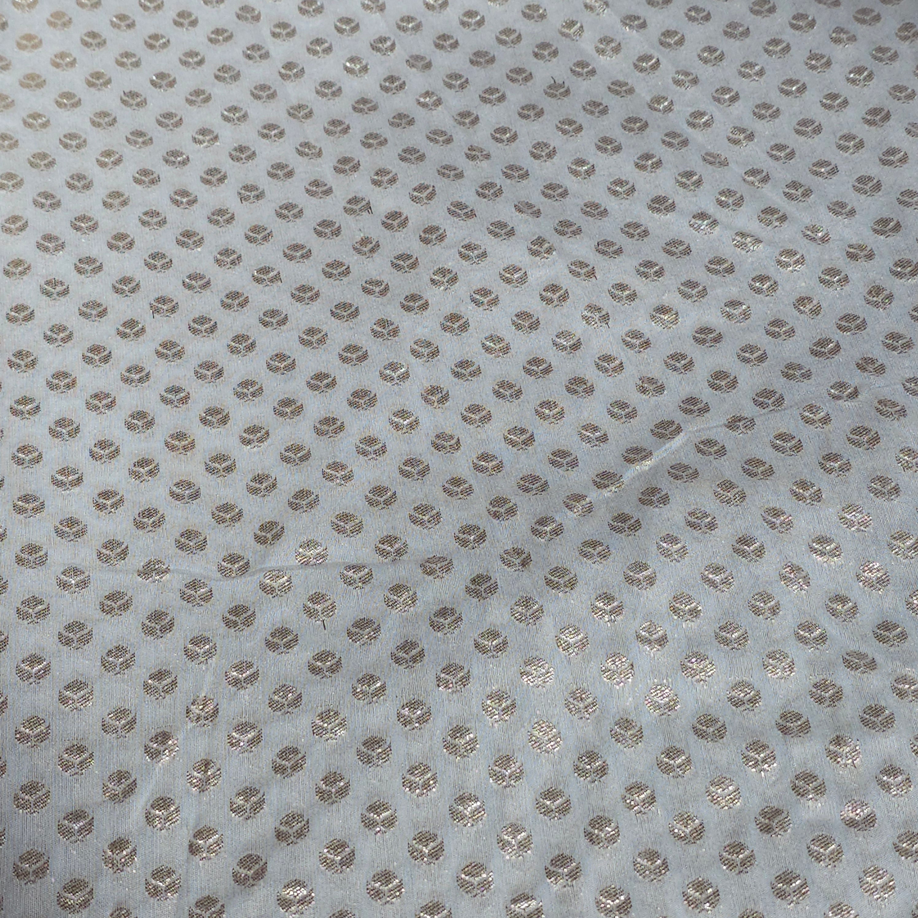 Embroidered Dyeable Brocade Fabric with Floral Dot Motif