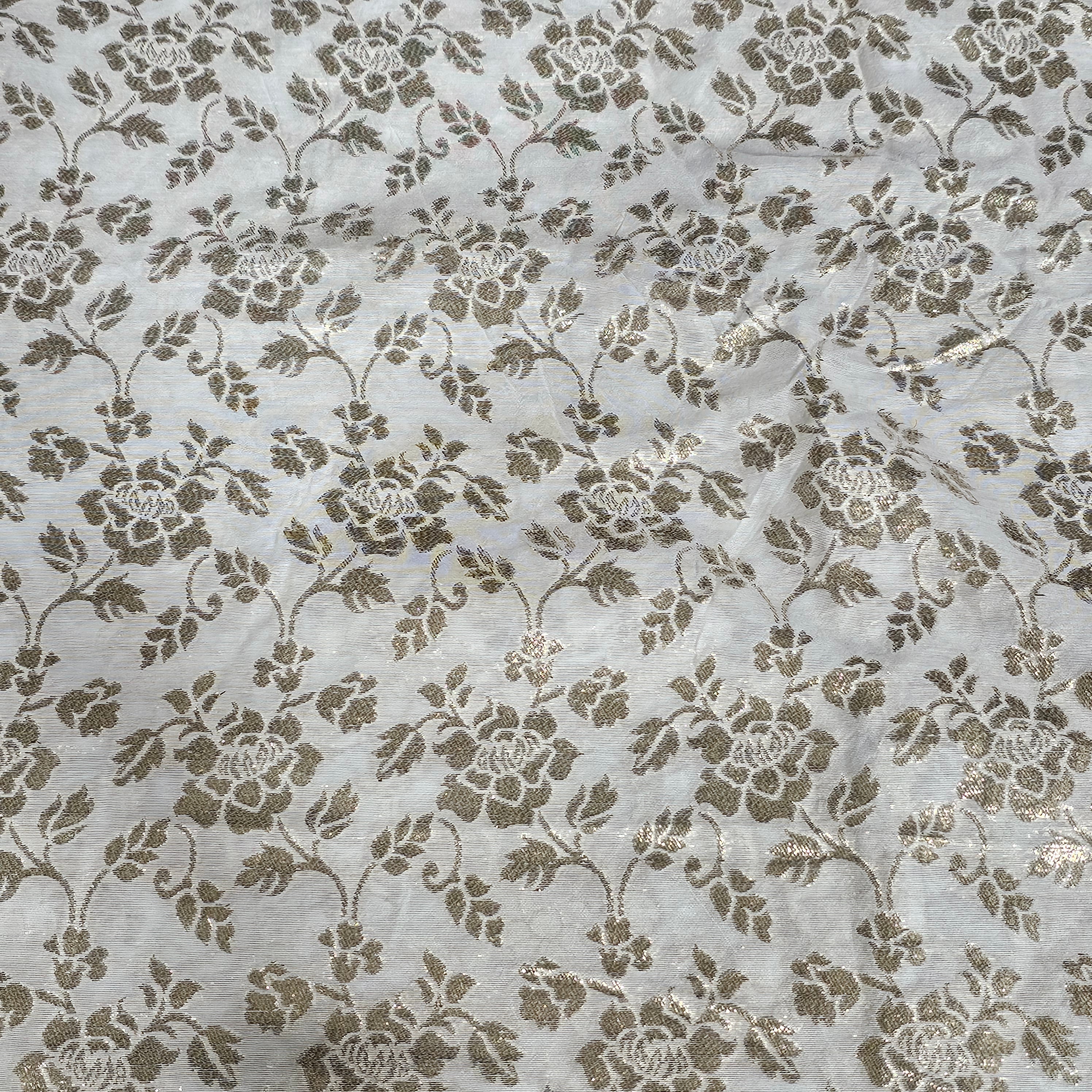 Dyeable Brocade Fabric with All Over Floral Vine Motif