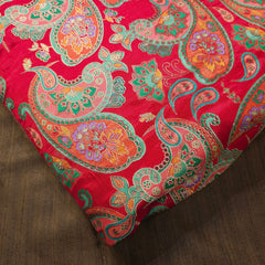 Pure Banarasi Dola Silk Soft Brocade with Paisley Position Print on Red Base