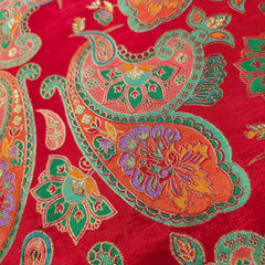 Pure Banarasi Dola Silk Soft Brocade with Paisley Position Print on Red Base