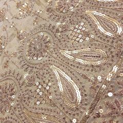 Dyeable Shimmer Tissue base Fabric with Floral work & Paisley Border