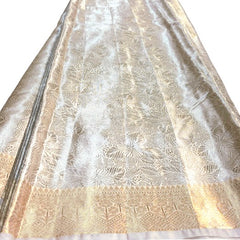 Pure Banarasi Tissue Silk Brocade with all over Floral Pattern (Dyeable)
