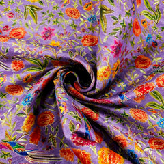 Pure Banarasi Silk Soft Multicolor Brocade on  on Lavender Base