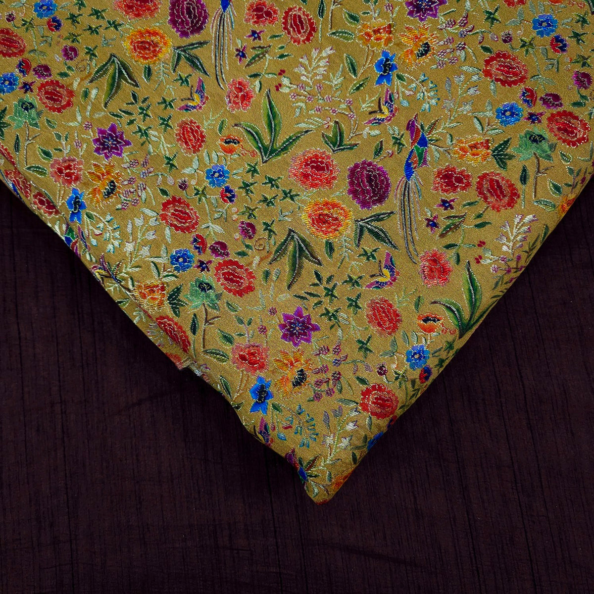 Pure Banarasi Silk Soft Multicolor Brocade on Mustard Yellow Base