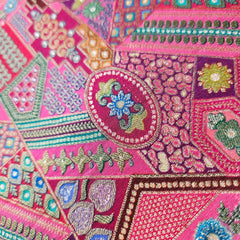 Pure Banarasi Silk Soft Brocade with Multicolor Position Print on Pink Base