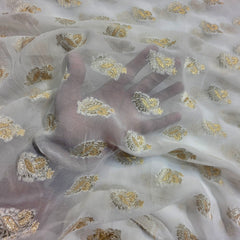 Brocade Butta on Dyeable Georgette base