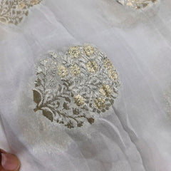 Brocade Butta on Dyeable Georgette base