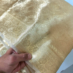 Golden Banaras Brocade Fabric with Border