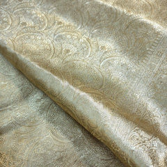 Golden Banaras Brocade Fabric with Border