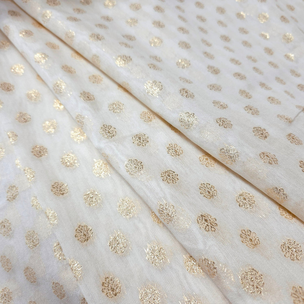 Dyeable Chanderi Brocade Fabric with All Over Butta Motif