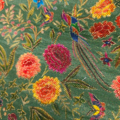 Pure Banarasi Silk Soft Multicolor Brocade on Moss Green Base