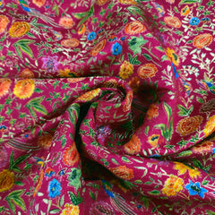 Pure Banarasi Silk Soft Multicolor Brocade on fuschia Pink Base