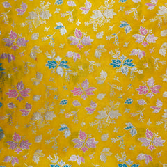 Meher Sunflower Yellow Banaras Silk Brocade with Floral Embroidery