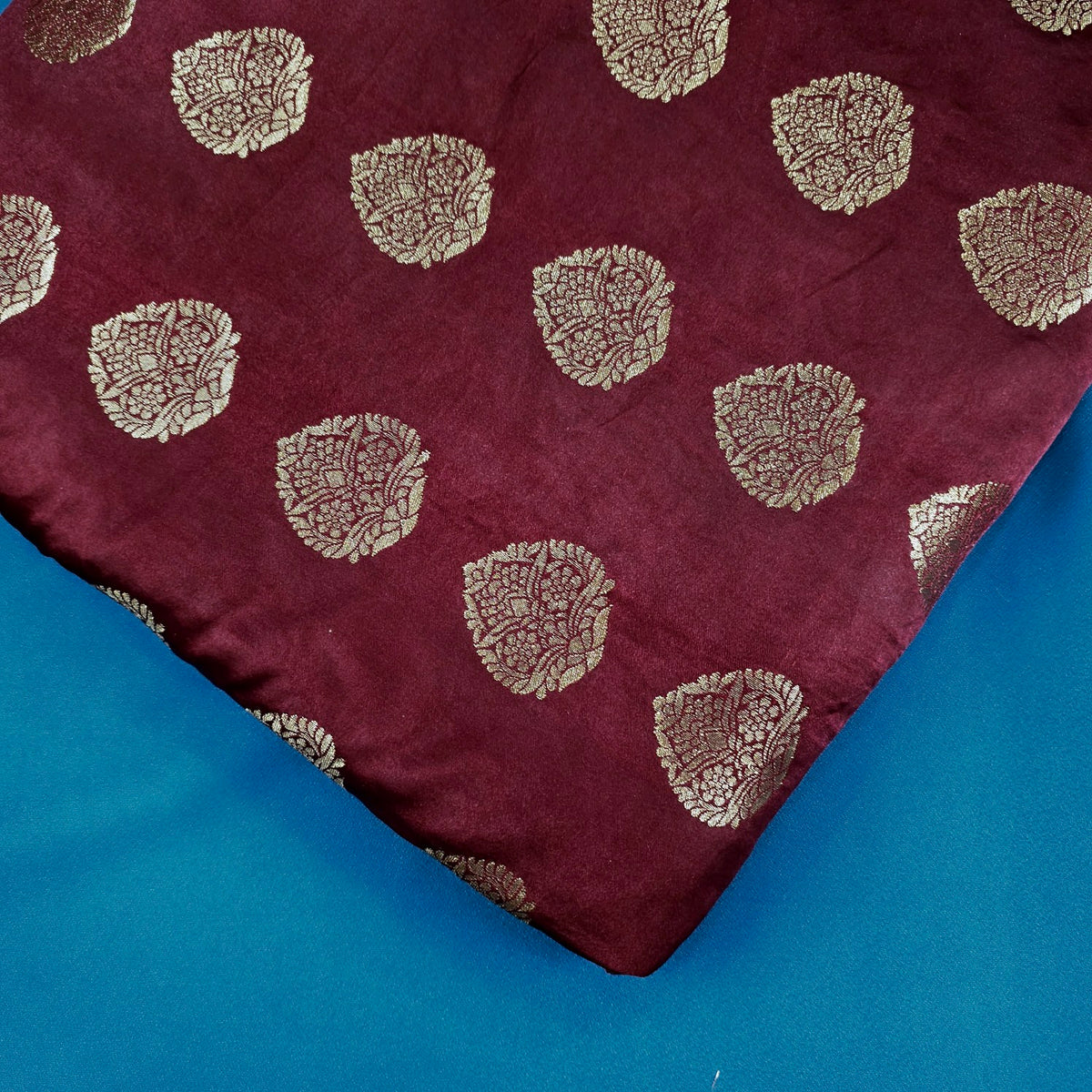 Meher Maroon Banaras Satin Silk Brocade with Buta motifs