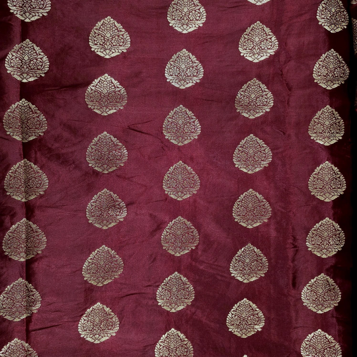 Meher Maroon Banaras Satin Silk Brocade with Buta motifs