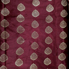Meher Maroon Banaras Satin Silk Brocade with Buta motifs