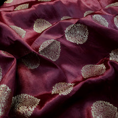 Meher Maroon Banaras Satin Silk Brocade with Buta motifs
