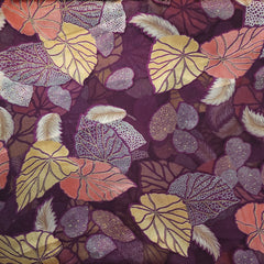 Floral Digital Print on Brasso Fabric with Purple Base