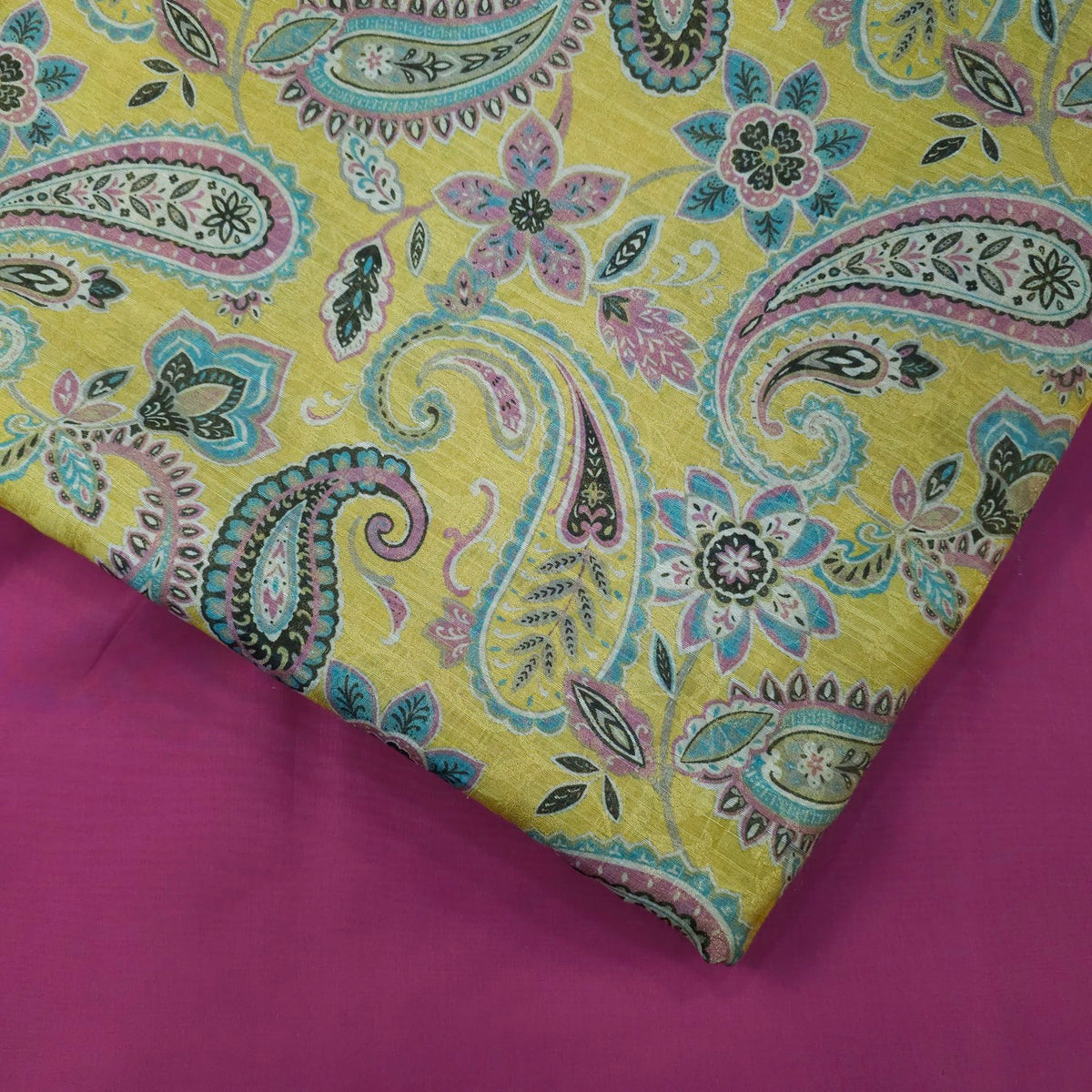 Digitally Printed Crepe Two Tone Fabric with Paisley and Floral Motifs