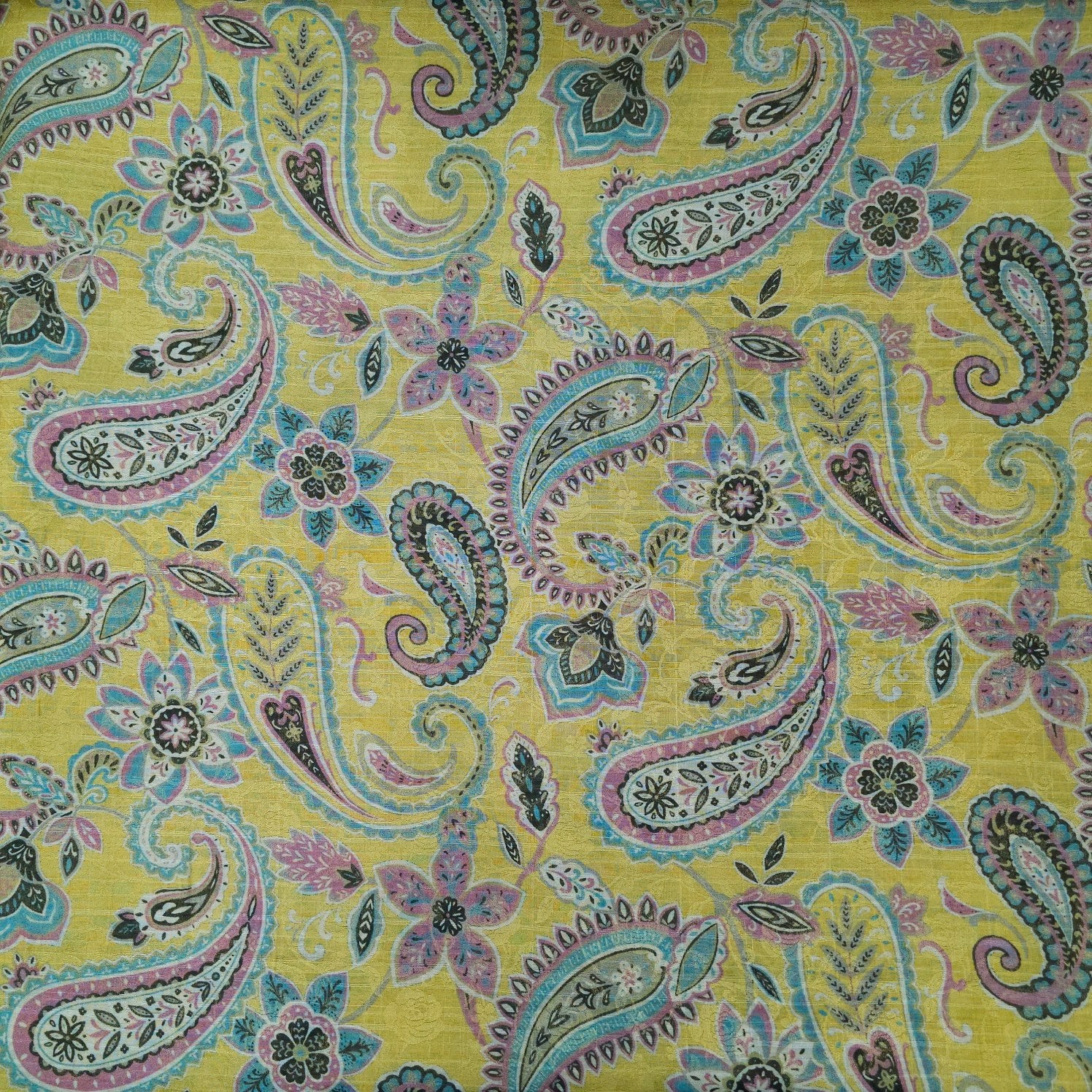 Digitally Printed Crepe Two Tone Fabric with Paisley and Floral Motifs