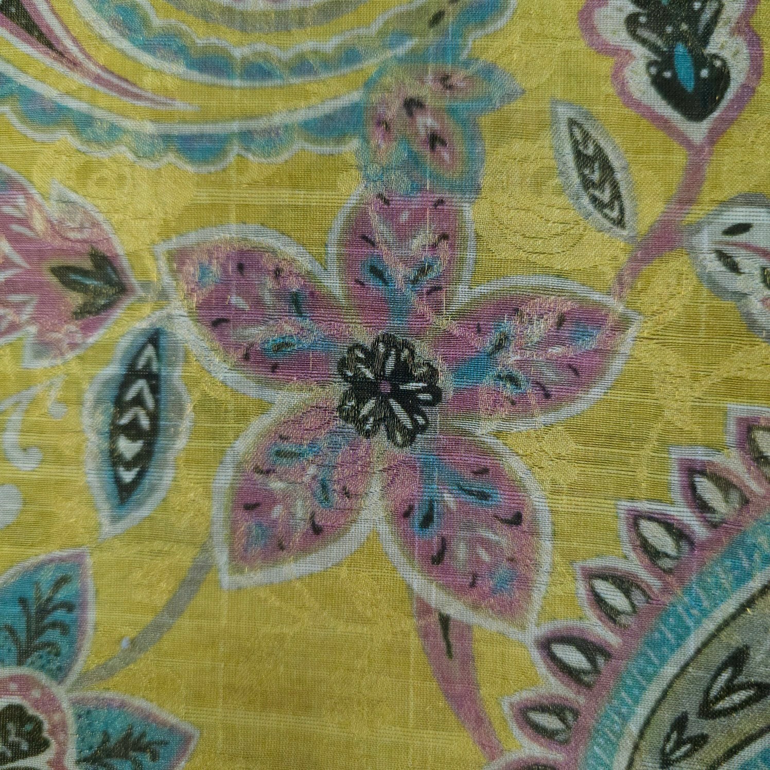 Digitally Printed Crepe Two Tone Fabric with Paisley and Floral Motifs