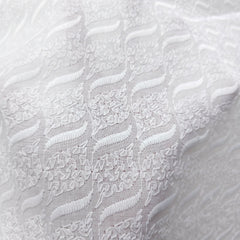 White Chikankari Cotton Fabric with Wavy Design