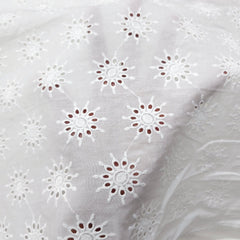 White Hakoba Cotton Fabric with Floral Design