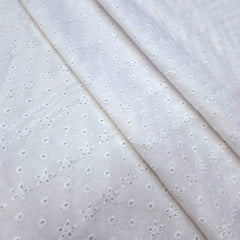White Hakoba Cotton Fabric with Floral Design
