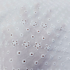 White Hakoba Cotton Fabric with Floral Design