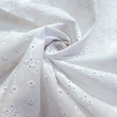 White Hakoba Cotton Fabric with Floral Design