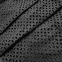 Black Cotton Fabric with Floral Cutwork Design
