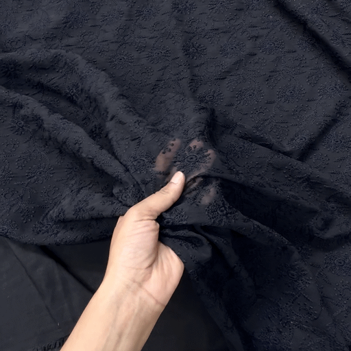 Black Chikankari on Georgette Fabric with Floral Design