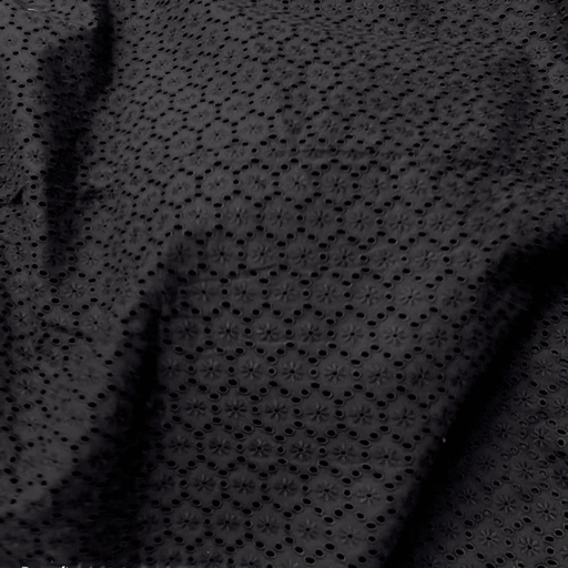 Black Hakoba Cotton Fabric with Floral Design