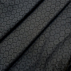 Black Hakoba Cotton Fabric with Floral Design